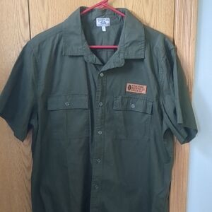 Forest Green Short Sleeve Button Down Shirt